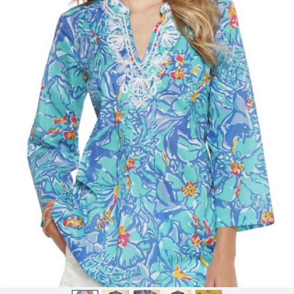 Lilly Pulitzer iris women’s blue tunic blouse size XS